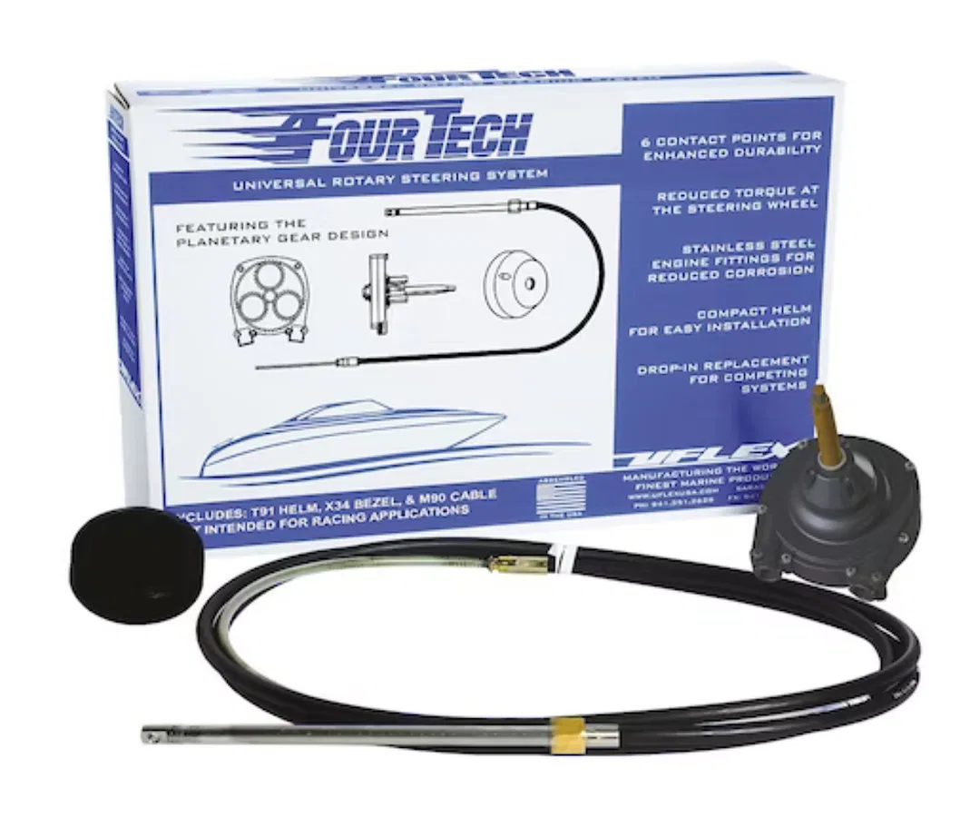 FOURTECHBLK10 – UFLEX USA Boat Steering System Helm, Rotary Mechanical Steering Black With T91 Planetary Gear Design ...